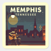 Sticker Carré Vintage Memphis Tennessee (Devant)