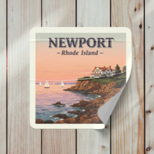 Sticker Carré Vintage Newport Rhode Island