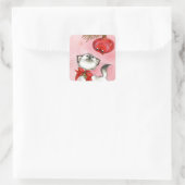 Sticker Carré Vintage Noël Blanc Kitty (Sac)