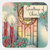 Sticker Carré vintage Noël Eglise (Devant)