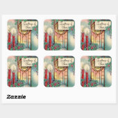 Sticker Carré vintage Noël Eglise (Feuille)