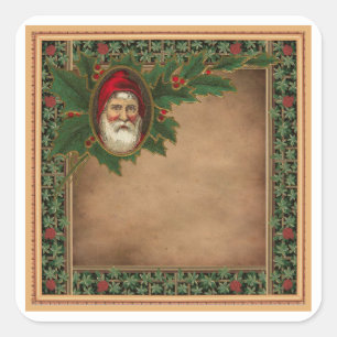 STICKER CARRÉ VINTAGE NOËL PÈRE NOËL CADEAUX