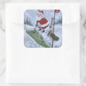 Sticker Carré Vintage Noël Père Noël Golf (Sac)