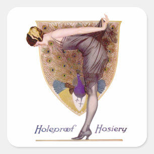Sticker Carré Vintage Peacock Femme Flapper Plutôt