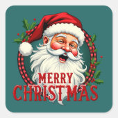Sticker Carré Vintage Père Noël Joyeux Noël Illustration (Devant)
