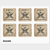 Sticker Carré Vintage Pirate Skull Halloween   (Feuille)