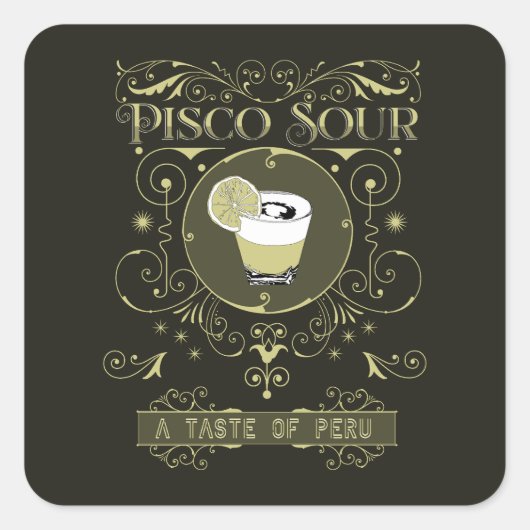 Sticker Carré Vintage Pisco Sour (Devant)