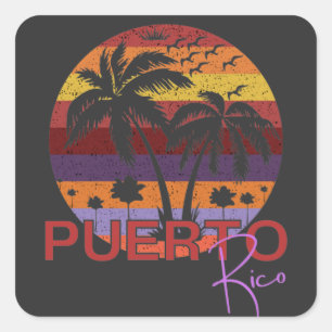 Sticker Carré Vintage Porto Rico Summer Beach
