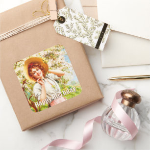 Sticker Carré Vintage Printemps Emile Vernon Floral Anniversaire