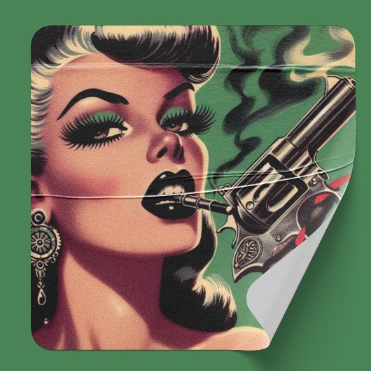 Sticker Carré Vintage Pulp Girl