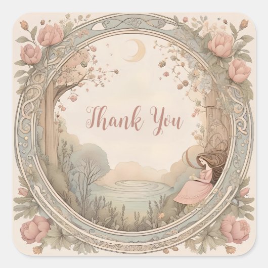 Sticker Carré Vintage Rapunzel Fairytale (Devant)