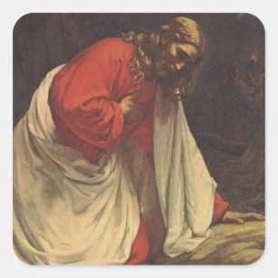 Sticker Carré Vintage Religion Jésus-Christ Jardin de Gethsémani