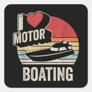 Sticker Carré Vintage Rétro J'adore Le Motonautisme Drôle De Bat