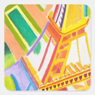 Sticker Carré Vintage Robert Delaunay's Eiffel Tower Art