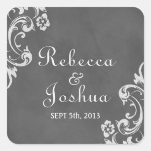 Sticker Carré Vintage romantique Chalkboard mariage en faveur ét