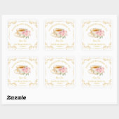Sticker Carré Vintage Rose Tea Square Label (Feuille)