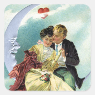 Sticker Carré Vintage Saint Valentin Amour et romance victoriens