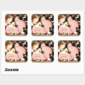 Sticker Carré Vintage - Salutations de Pâques, (Feuille)