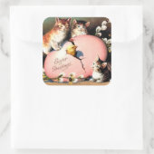 Sticker Carré Vintage - Salutations de Pâques, (Sac)