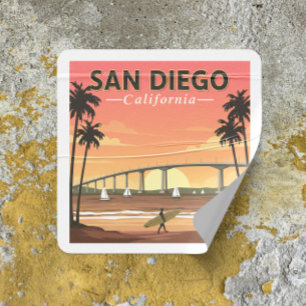 Sticker Carré Vintage San Diego
