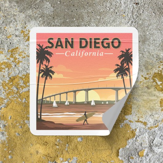 Sticker Carré Vintage San Diego