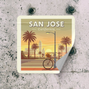 Sticker Carré Vintage San Jose Californie