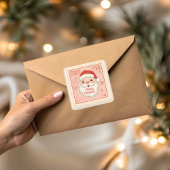 Sticker Carré Vintage Santa Stamp Christmas