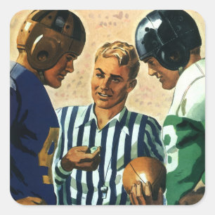 Sticker Carré Vintage Sports, Pièce de monnaie à pile ou face d'