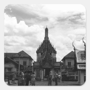 Sticker Carré Vintage Thaïlande Bangkok Wat Phra Kaew