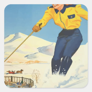 Sticker Carré Vintage voyage Sun Valley Idaho