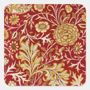 Sticker Carré Vintage William Morris Cherwell Rouge Floral Art