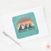 Sticker Carré Vintages pastels montagnes appellent monogram (Enveloppe)