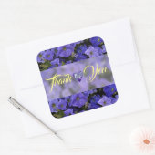 Sticker Carré Violet bleu Petunias Mariage Merci (Enveloppe)