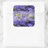 Sticker Carré Violet bleu Petunias Mariage Merci (Sac)