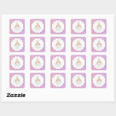 Sticker Carré VIOLET bunny pastel party babyshower (Feuille)