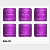 Sticker Carré Violet classique avec initiales de Parties scintil (Feuille)