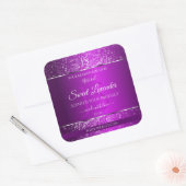 Sticker Carré Violet classique avec initiales de Parties scintil (Enveloppe)