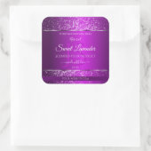Sticker Carré Violet classique avec initiales de Parties scintil (Sac)