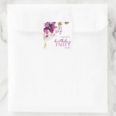 Sticker Carré Violet Magenta Purple Floral fête d'anniversaire (Sac)