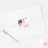 Sticker Carré Violet Magenta Purple Floral fête d'anniversaire (Enveloppe)