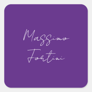 Sticker Carré Violet Royal Élégant Minimaliste Calligraphie