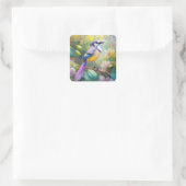 Sticker Carré Violet Tufted Jay Imaginaire Bird (Sac)