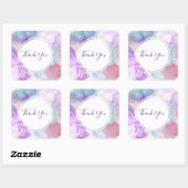 Sticker Carré Violet, Vert, Rose Couleurs Merci (Feuille)