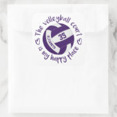 Sticker Carré violet volleyball heureux lieu girly typographie (Sac)