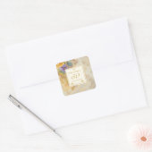 Sticker Carré Violets Rose d'or 50e anniversaire de Mariage (Enveloppe)