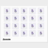 Sticker Carré violettes peintes à l'aquarelle avec des rayures (Feuille)