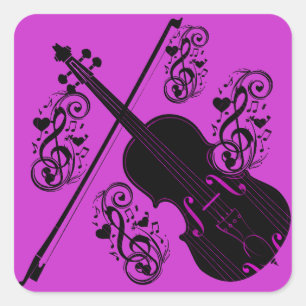 Sticker Carré Violon, amour cinglé_