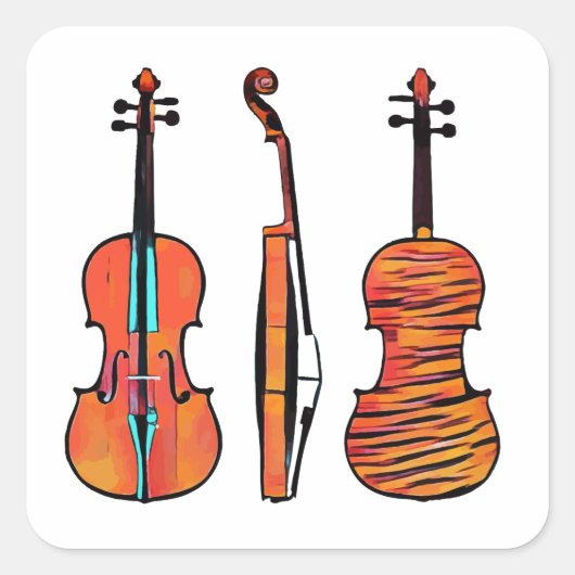 Sticker Carré violon boule les instruments de musique originaux (Devant)