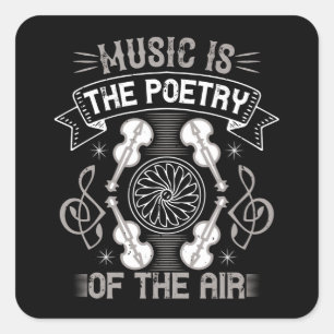Sticker Carré Violon - La Musique Est La Poésie De L'Air