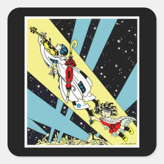 Sticker Carré Viperetta vole vers la lune (Devant)